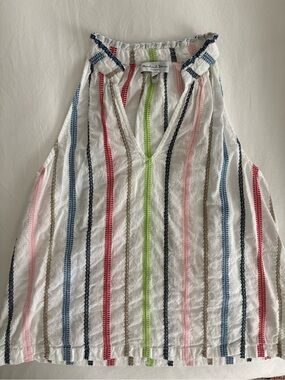 Michael Stars White Sleeveless Top with Multicolor Vertical Stripes